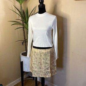 Freshman White Long Sleeve Tank Top (L)And  SHEIN Yellow Floral Skirt (XL)